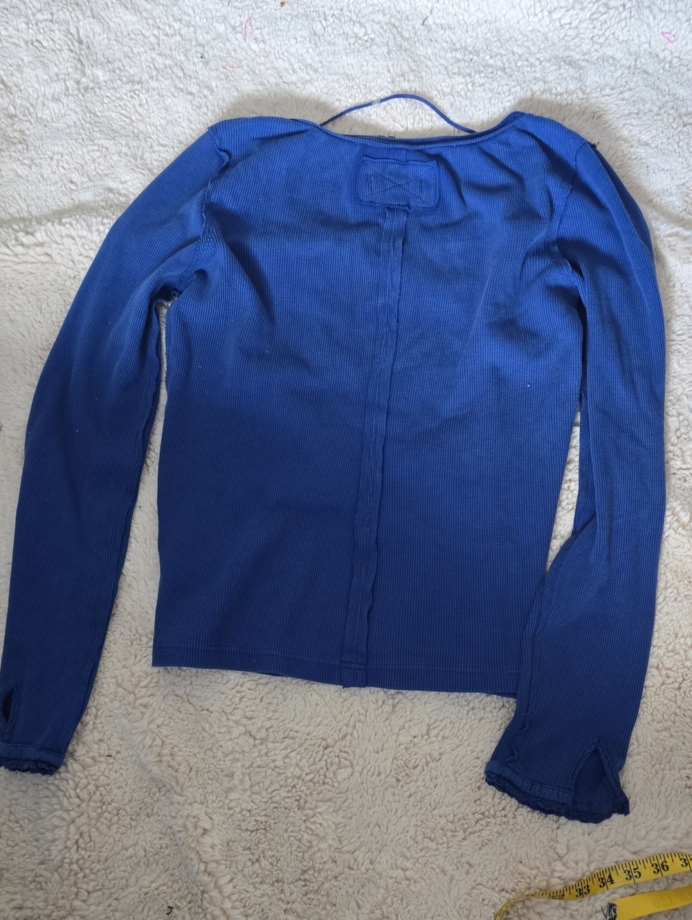 Women's Long-Sleeve Button Henley Top - Blue - Picture 3 of 3